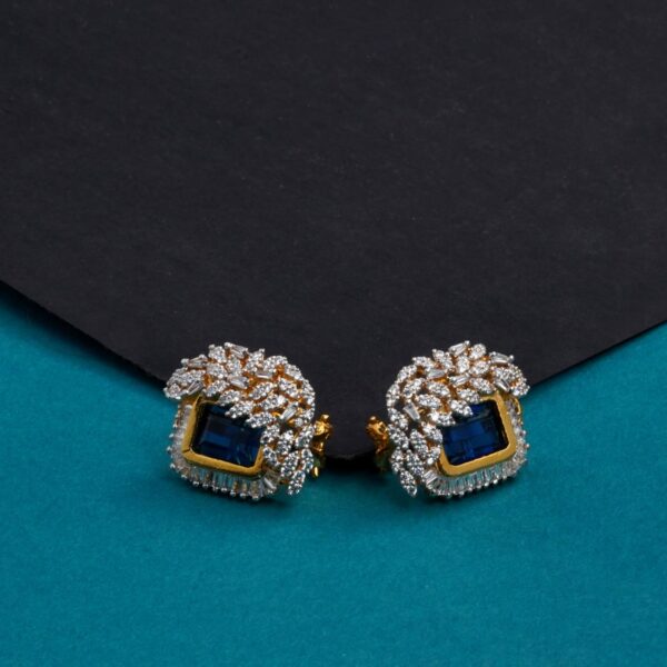 Royal Midnight Sapphire Earrings – Deep Blue Stone with Diamond Halo | Big Jewellery