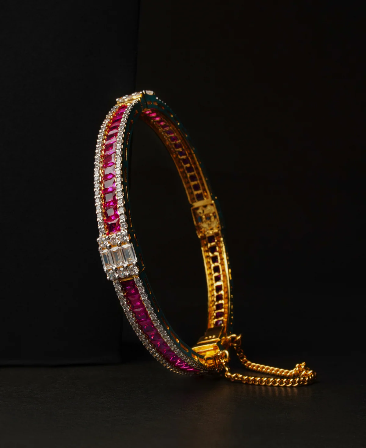 Ruby Baguette Ruby Baguette GLD Kara – Sterling Silver with Ruby & Clear Zircons - Image 1