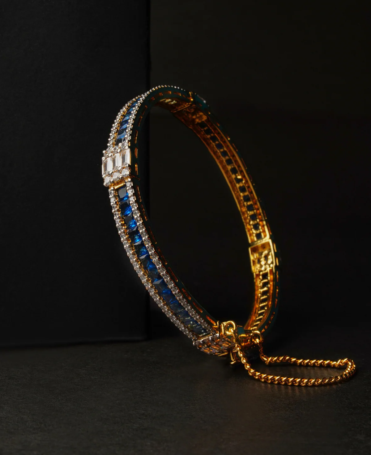 Sapphire Baguette Sapphire Baguette GLD Kara – Sterling Silver with Blue & Clear Zircons - Image 1