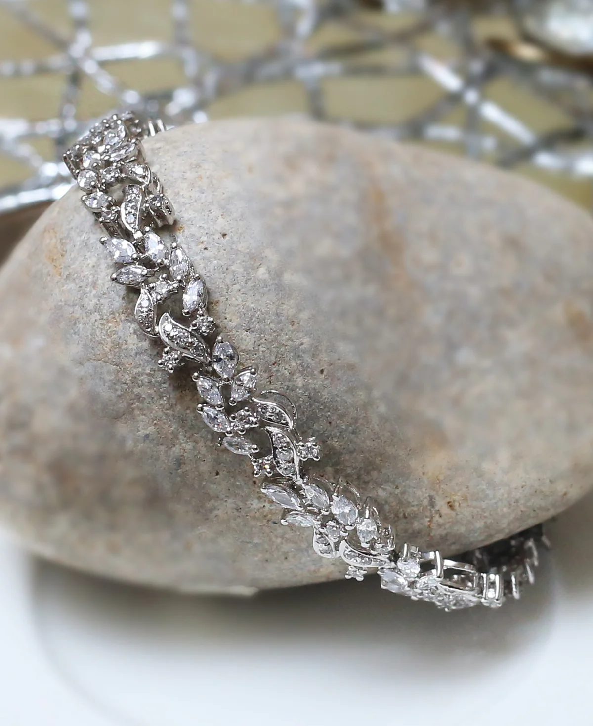 Zircon Marquee Tennis Bracelet Zircon Marquee Tennis Bracelet – Rhodium-Plated Sterling Silver Bracelet with Clear Zircons - Image 1