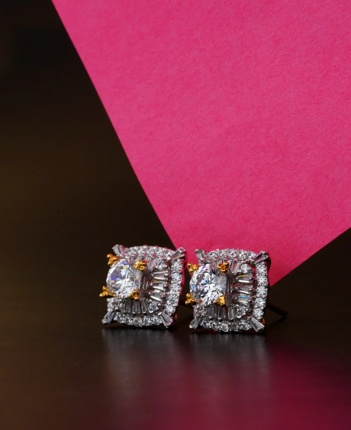 Zircon Solitaire Studs Zircon Solitaire Studs – Rhodium-Plated Sterling Silver Earrings with Clear Zircons | Big Jewellery - Image 1